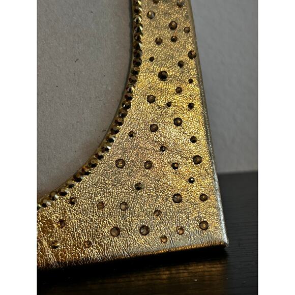Handmade Gold Leather Picture Frame 5x7 Floral Photo Frame Luxury Home Decor - Picture 5 of 8